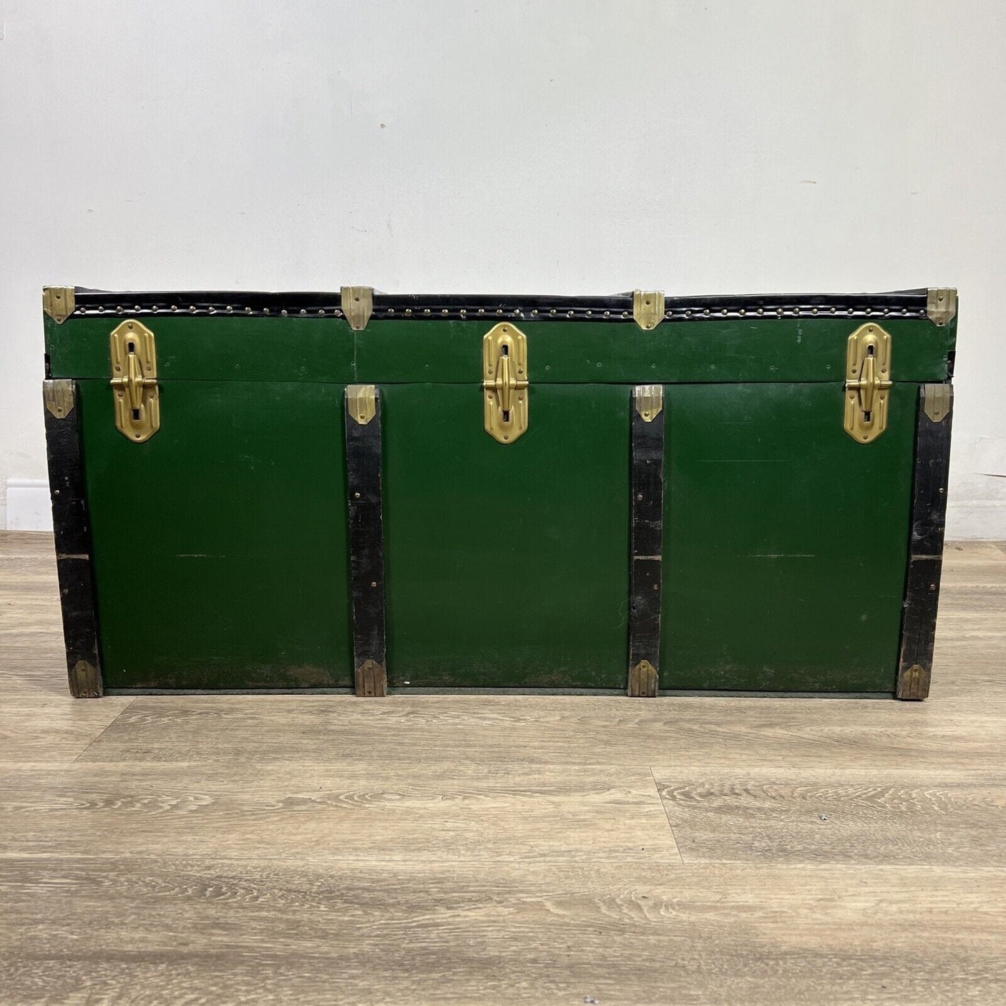 Baule antico in legno da viaggio Forziere Cassapanca 900 vintage Cassa verde Categoria Casse & Bauli