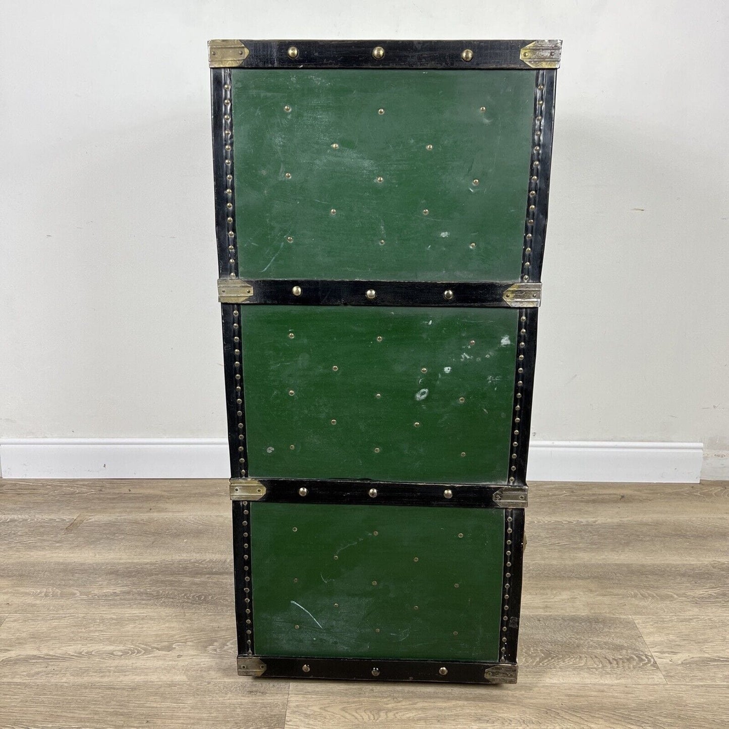 Baule antico in legno da viaggio Forziere Cassapanca 900 vintage Cassa verde Categoria Casse & Bauli