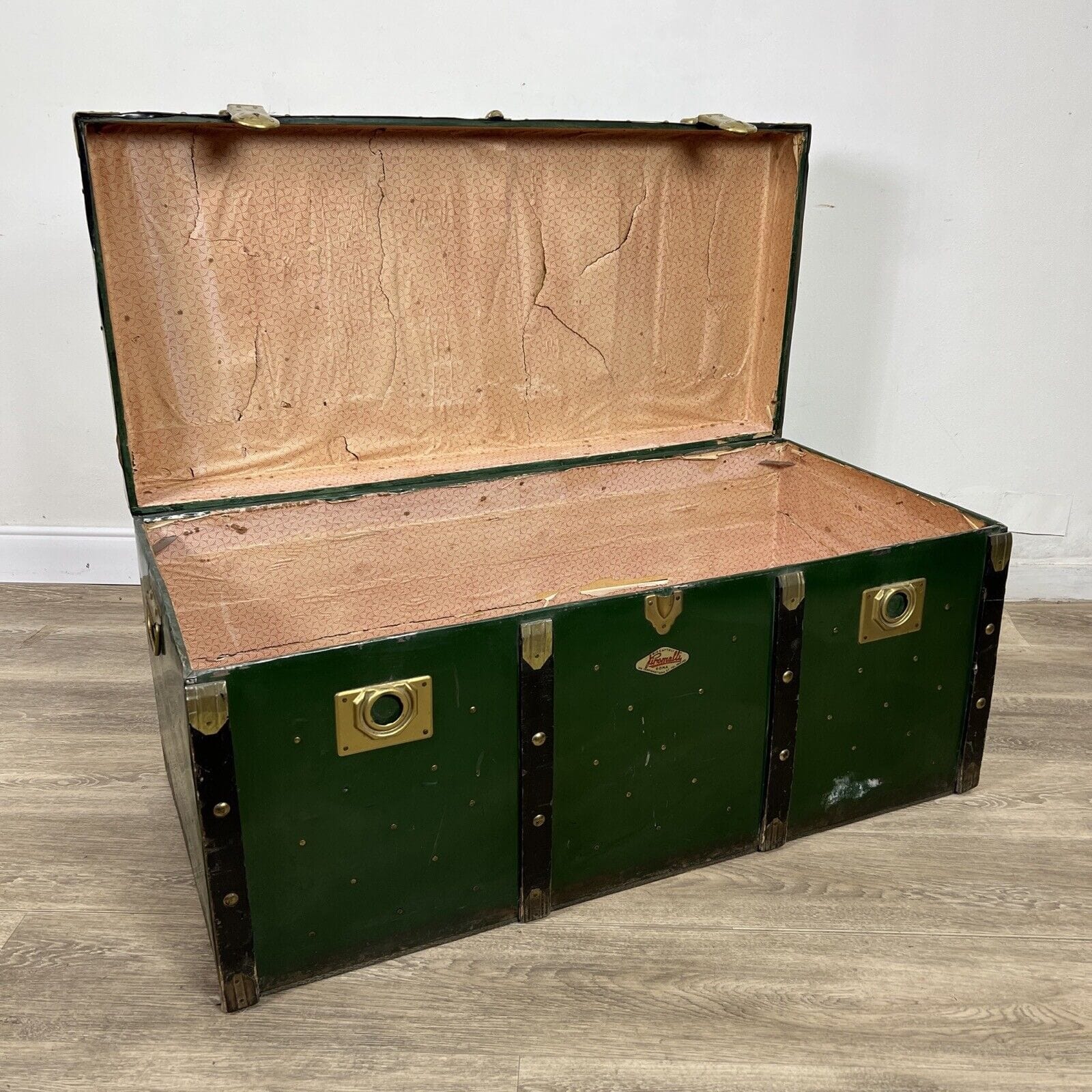 Baule antico in legno da viaggio Forziere Cassapanca 900 vintage Cassa verde Categoria  Casse & Bauli
