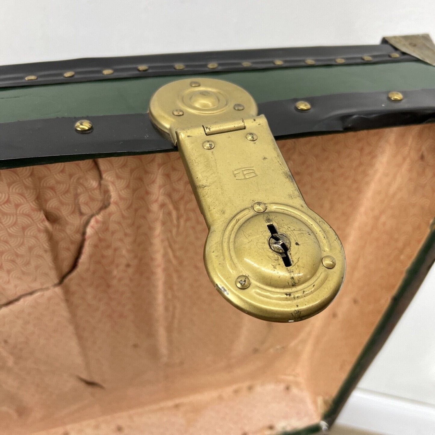 Baule antico in legno da viaggio Forziere Cassapanca 900 vintage Cassa verde Categoria Casse & Bauli
