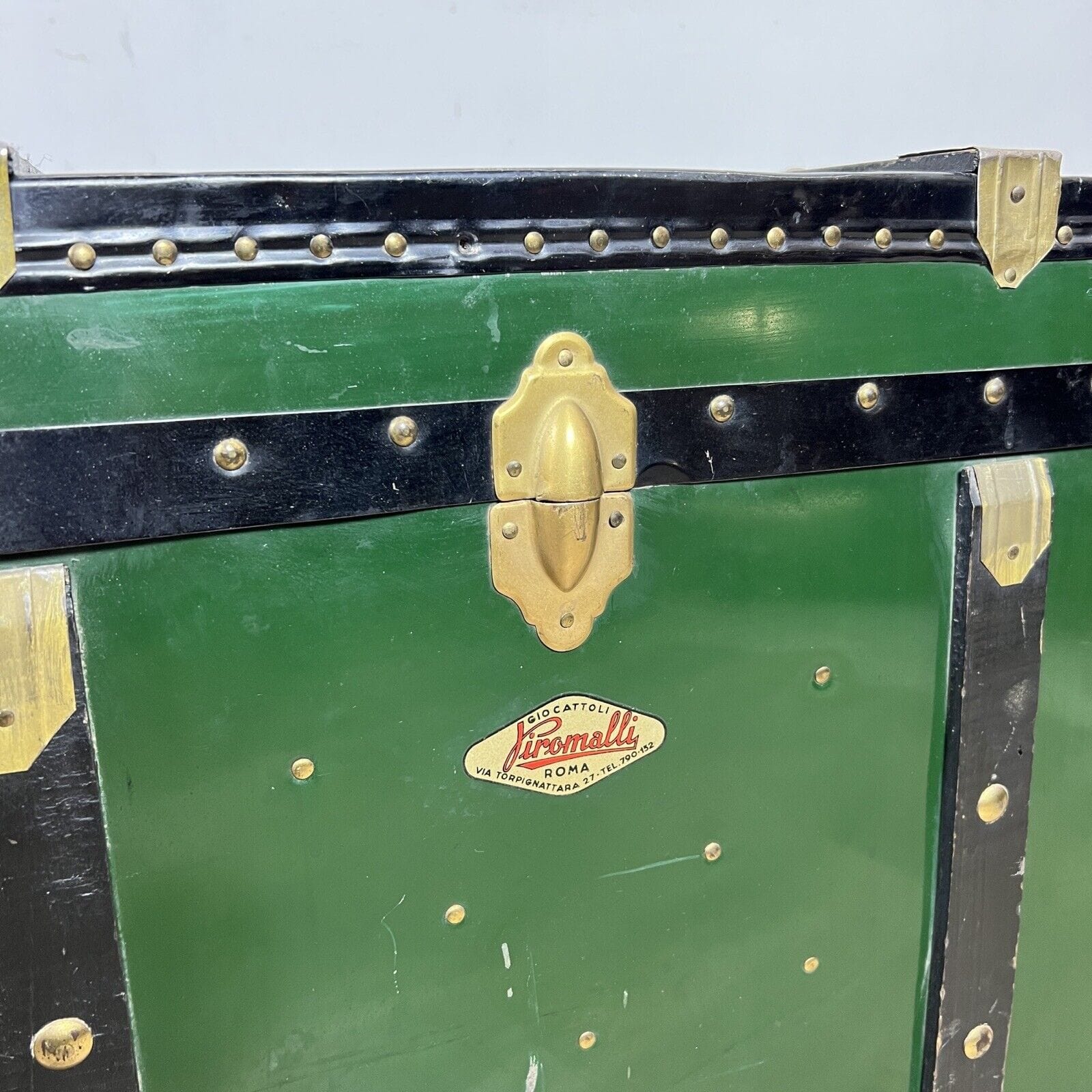 Baule antico in legno da viaggio Forziere Cassapanca 900 vintage Cassa verde Categoria  Casse & Bauli