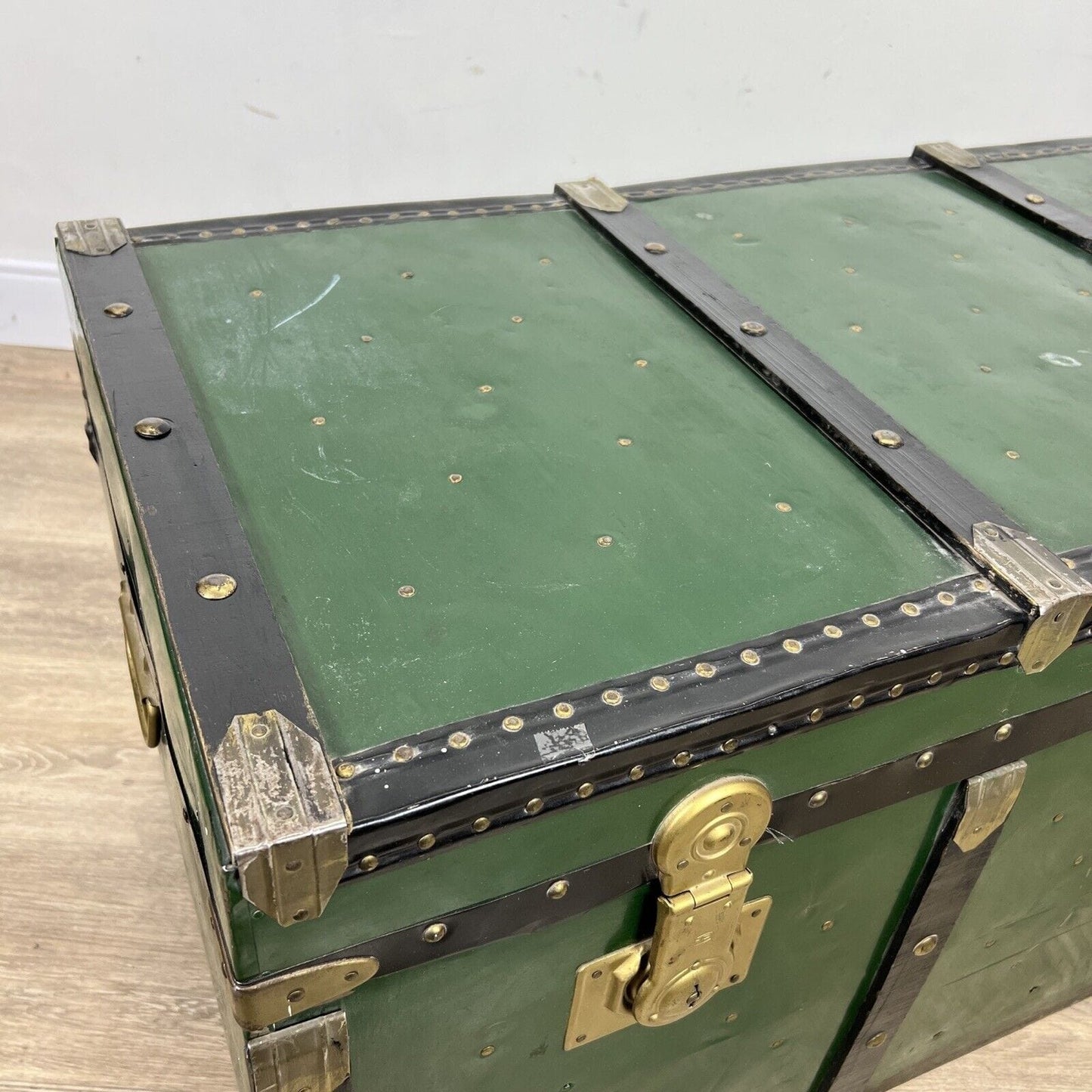 Baule antico in legno da viaggio Forziere Cassapanca 900 vintage Cassa verde Categoria Casse & Bauli