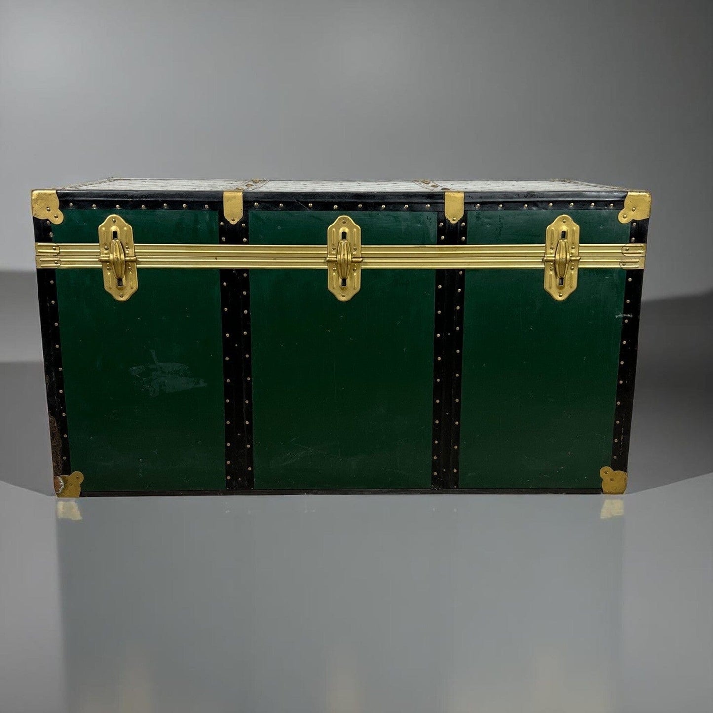 Baule antico in legno da viaggio Forziere Cassapanca Cassa corredo 900 verde Categoria Casse & Bauli