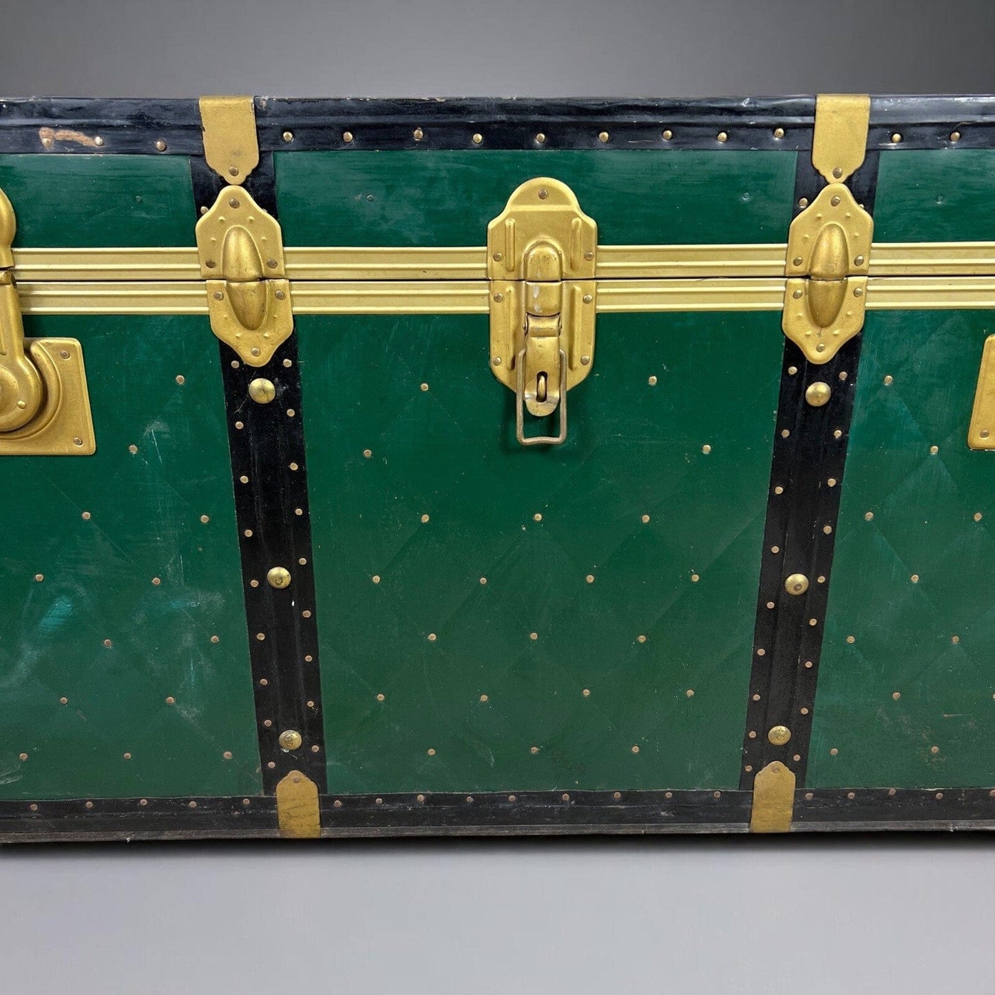 Baule antico in legno da viaggio Forziere Cassapanca Cassa corredo 900 verde Categoria Casse & Bauli