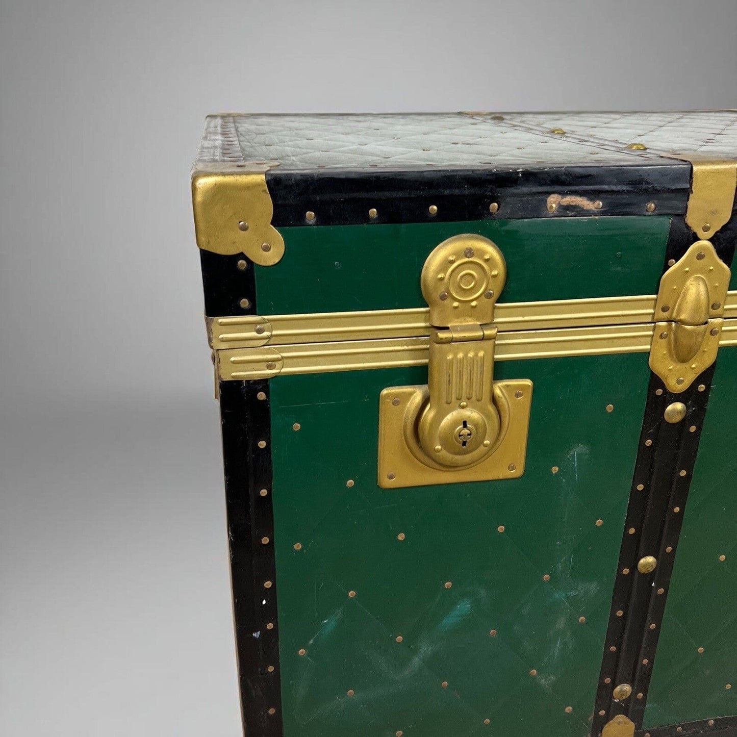 Baule antico in legno da viaggio Forziere Cassapanca Cassa corredo 900 verde Categoria Casse & Bauli