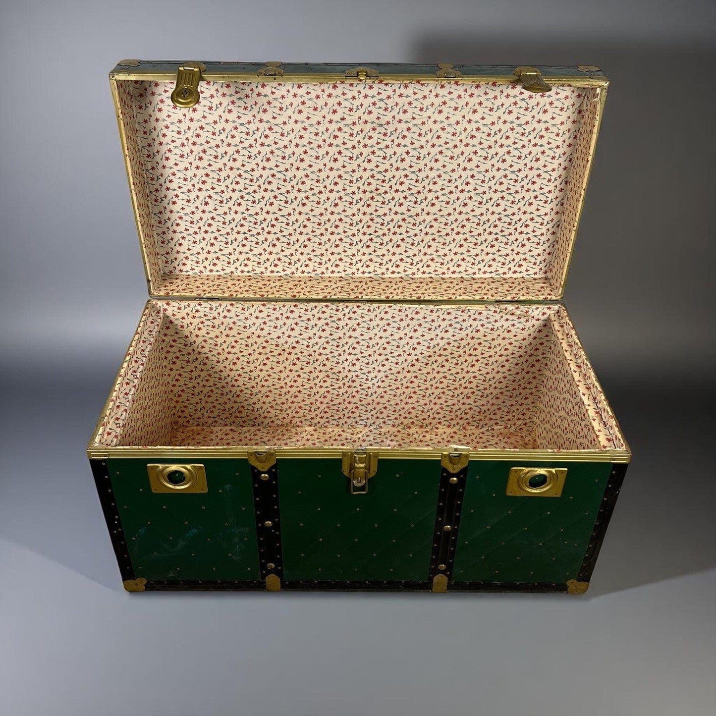 Baule antico in legno da viaggio Forziere Cassapanca Cassa corredo 900 verde Categoria Casse & Bauli
