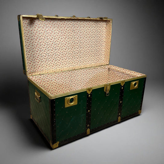 Baule antico in legno da viaggio Forziere Cassapanca Cassa corredo 900 verde Categoria Casse & Bauli