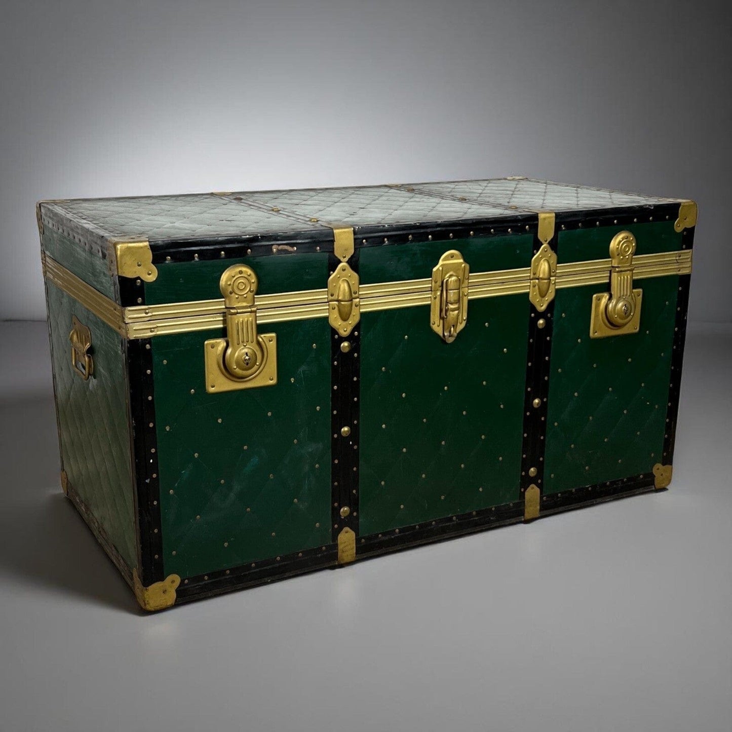 Baule antico in legno da viaggio Forziere Cassapanca Cassa corredo 900 verde Categoria Casse & Bauli