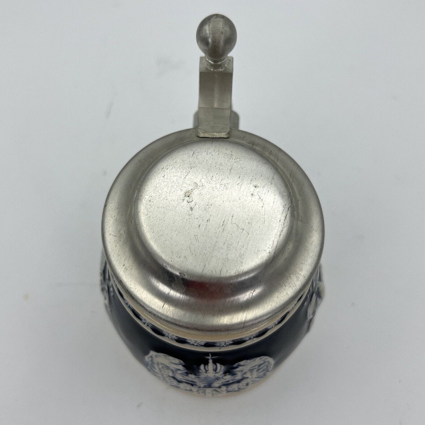 Boccale da birra in ceramica Austria vintage con coperchio in peltro bicchiere Categoria Boccali