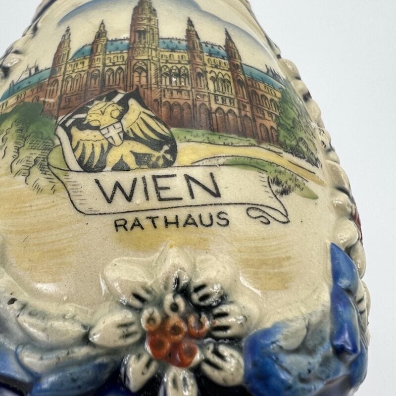 Boccale da birra in ceramica portapenne vintage Municipio Vienna Rathaus Wien Categoria  Boccali