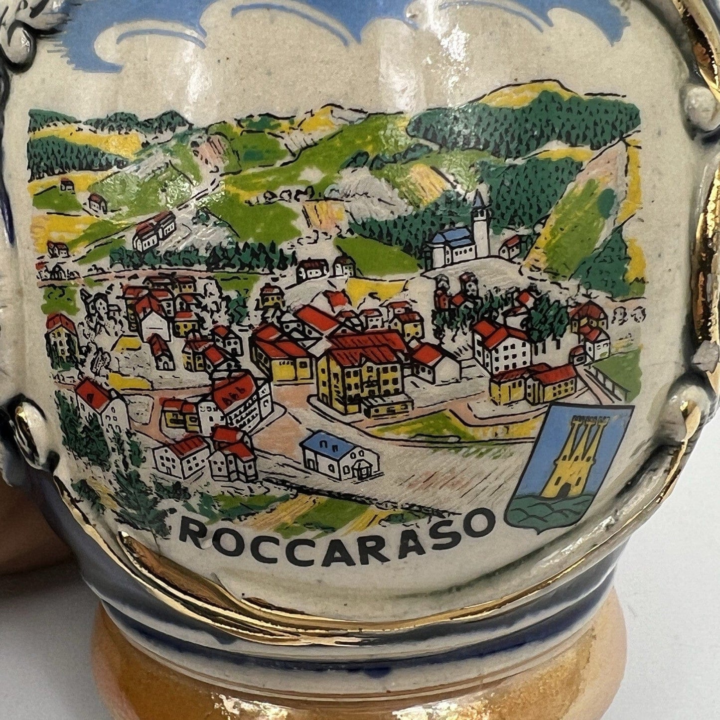 Boccale da birra in ceramica tedesco vintage con coperchio peltro Roccaraso Categoria Boccali