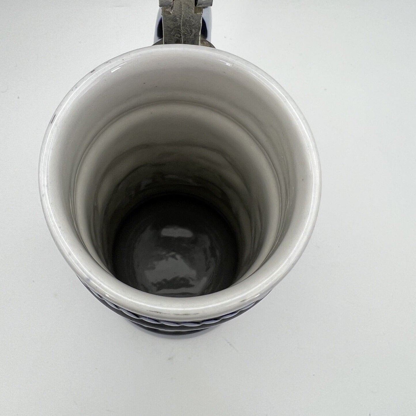 Boccale da birra in ceramica vintage con coperchio in peltro Scena Invernale Categoria Boccali