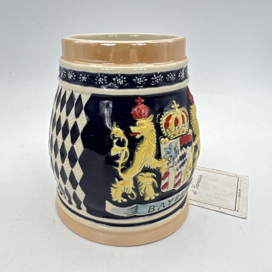Boccale da birra vintage Tedesco in ceramica bicchiere stemma Bayern Monaco Categoria Boccali
