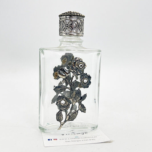 Boccetta porta profumo vintage in vetro verde per signora da borsetta collezione Categoria  Sheffield & Argento