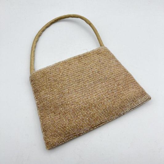 Borsetta pochette Clutch Vintage in raso color crema con perline da sera anni 80 Categoria Borse Scialli & Foulard