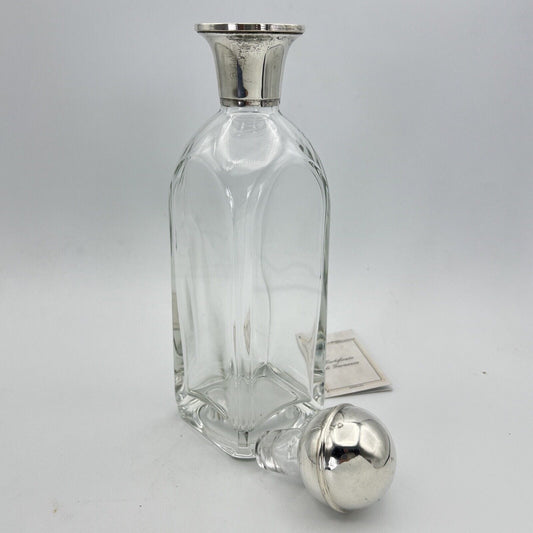 Bottiglia anni 70 in cristallo con collo e tappo Argento 800 da liquore bibita Categoria Vetri e Cristalli