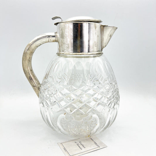 Brocca caraffa antica in cristallo argento silver plated decanter porta ghiaccio Categoria Brocche