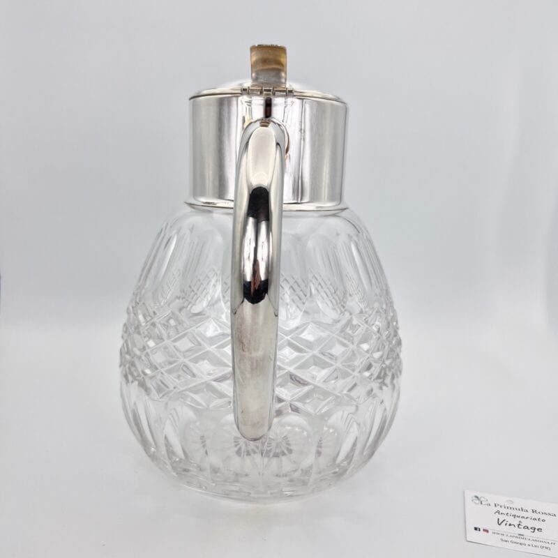 Brocca caraffa antica in cristallo argento silver plated decanter porta ghiaccio Categoria Ceramiche e Porcellane