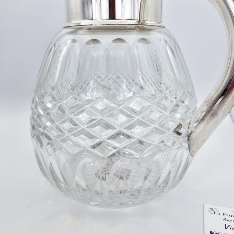 Brocca caraffa antica in cristallo argento silver plated decanter porta ghiaccio Categoria Ceramiche e Porcellane