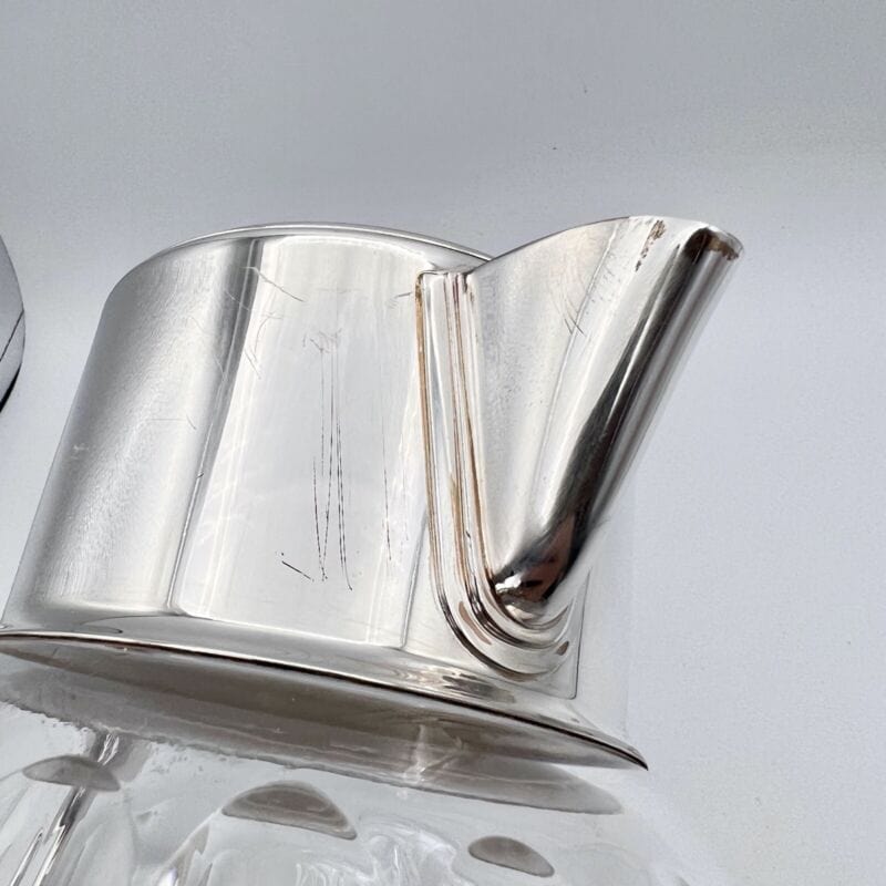 Brocca caraffa antica in cristallo argento silver plated decanter porta ghiaccio Categoria Ceramiche e Porcellane