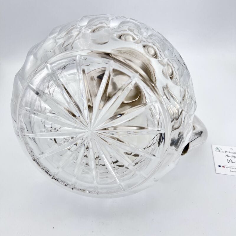 Brocca caraffa antica in cristallo argento silver plated decanter porta ghiaccio Categoria Ceramiche e Porcellane