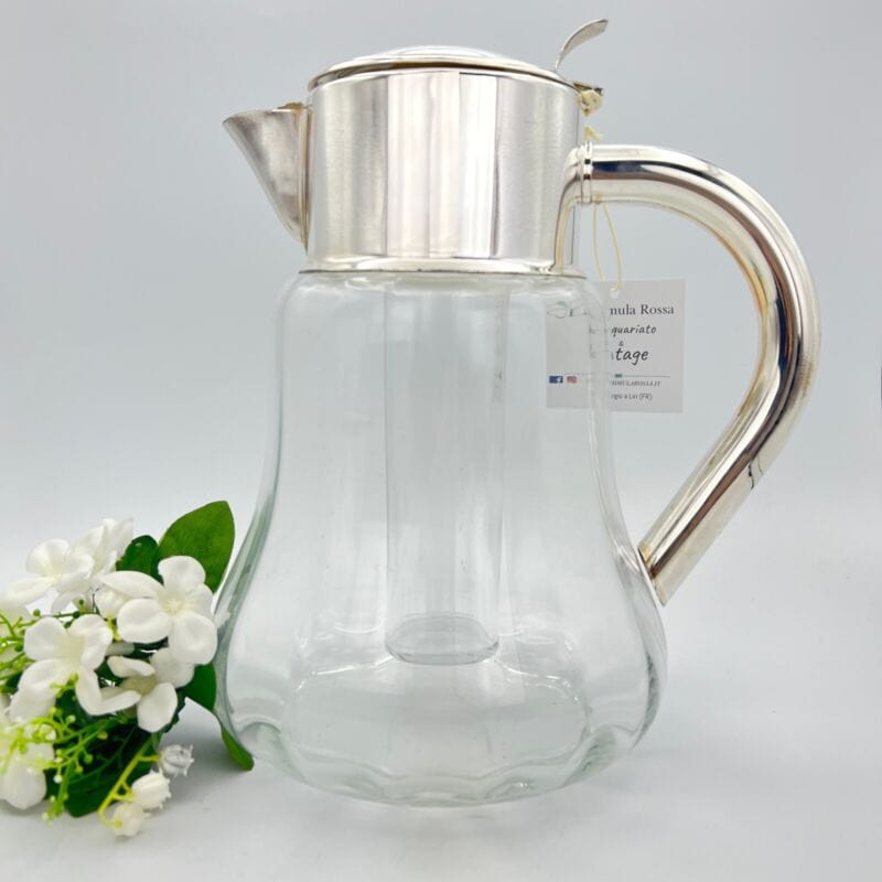 Brocca caraffa antica in cristallo e argento silver plated decanter per vino Categoria Ceramiche e Porcellane