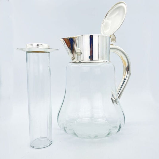Brocca caraffa antica in cristallo e argento silver plated decanter per vino Categoria Ceramiche e Porcellane