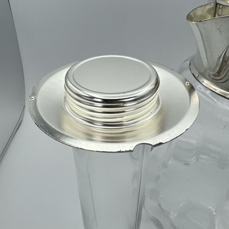 Brocca caraffa antica in cristallo e argento silver plated decanter per vino Categoria Ceramiche e Porcellane