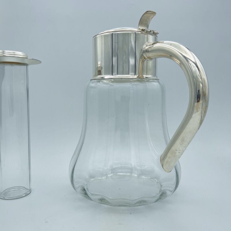 Brocca caraffa antica in cristallo e argento silver plated decanter per vino Categoria Ceramiche e Porcellane