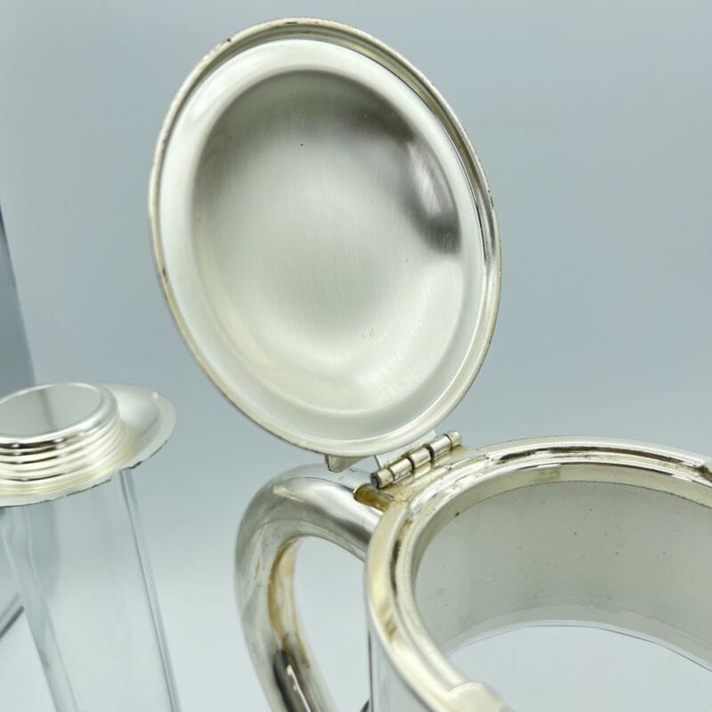 Brocca caraffa antica in cristallo e argento silver plated decanter per vino Categoria Ceramiche e Porcellane