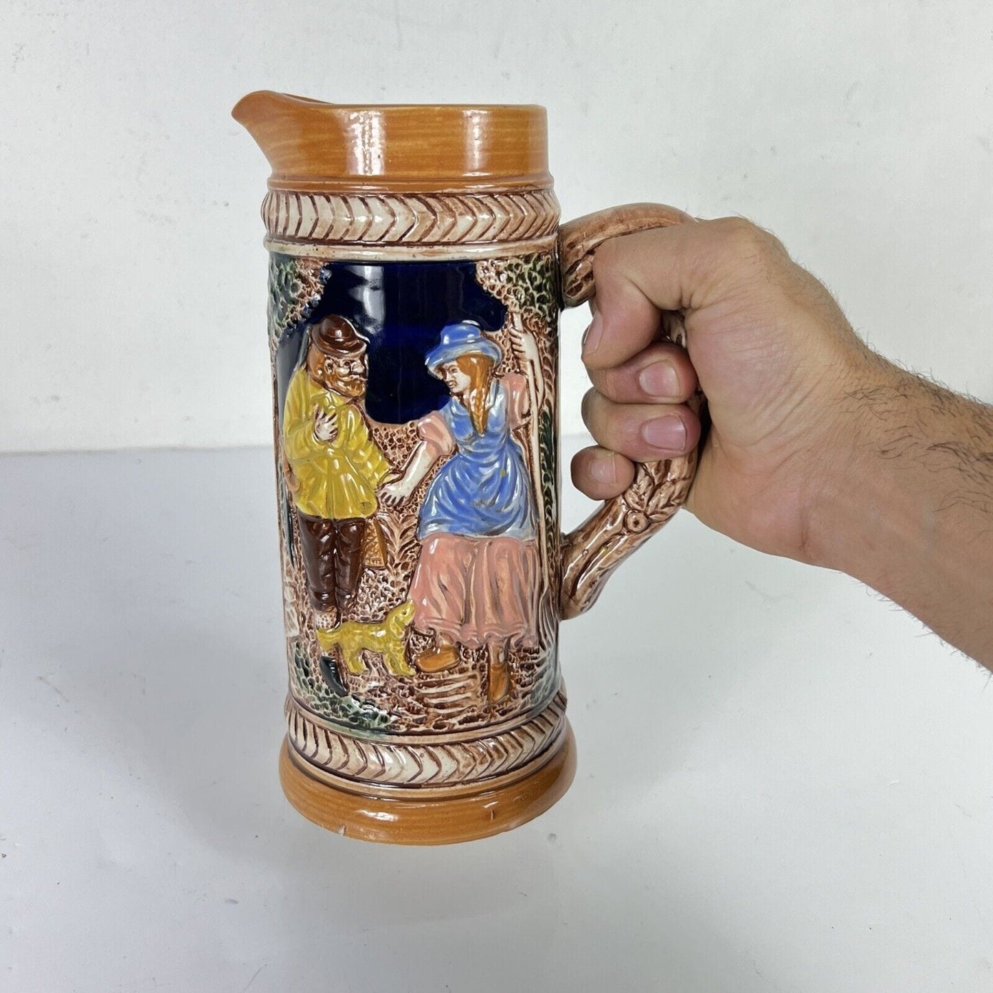 Brocca da birra grande Caraffa in ceramica tedesco vintage collezione Boccale Categoria Boccali