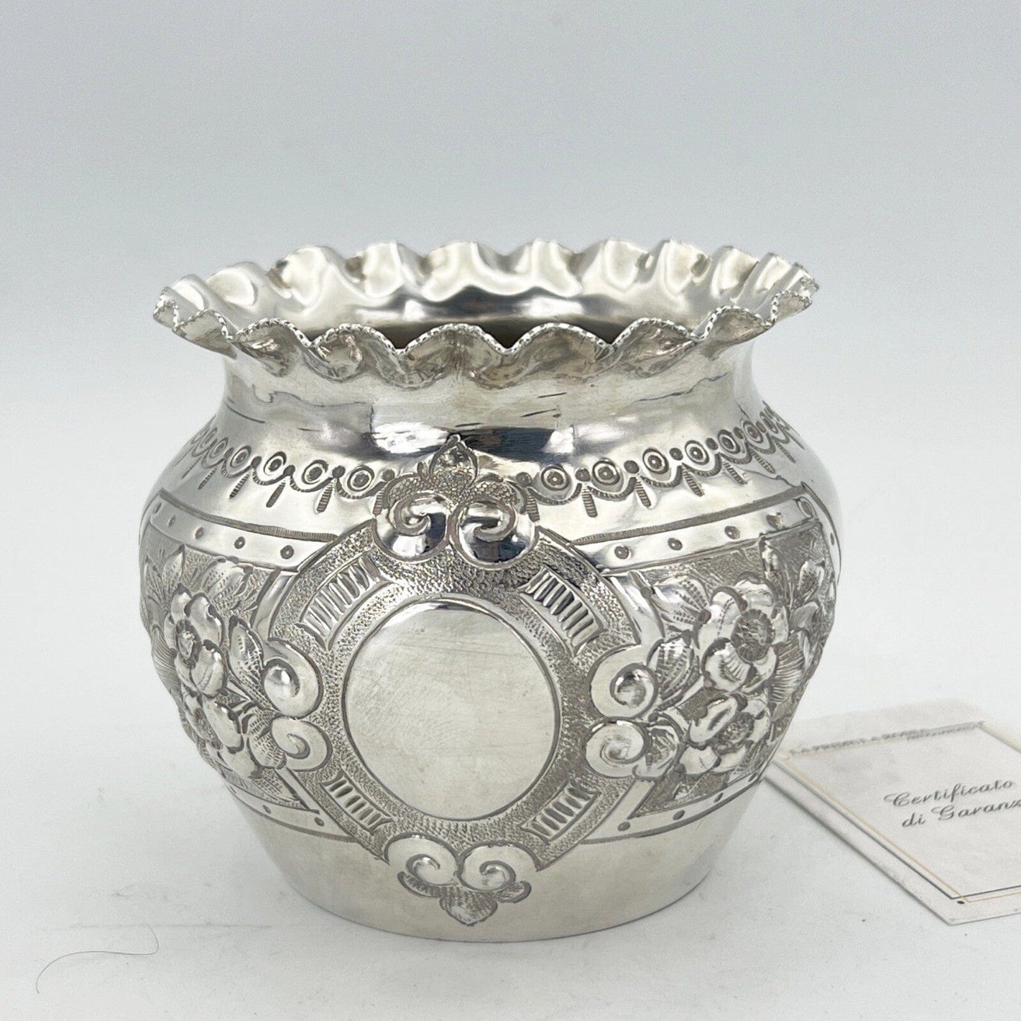 Cache pot antico in argento sheffield silver plated vasetto portafiori vaso 800 Categoria Sheffield & Argento