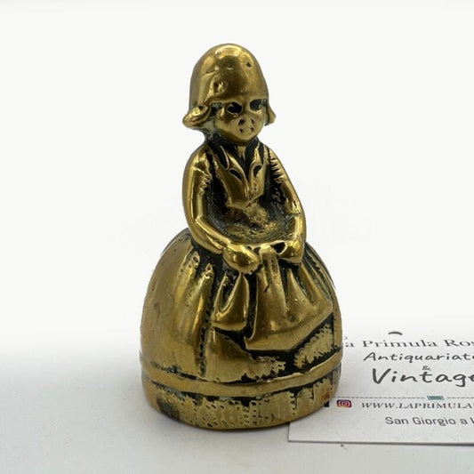 Campana in ottone Antica campanella da tavola d'epoca 900 Lady Crinoline Dama Categoria  Campane - Campanelle