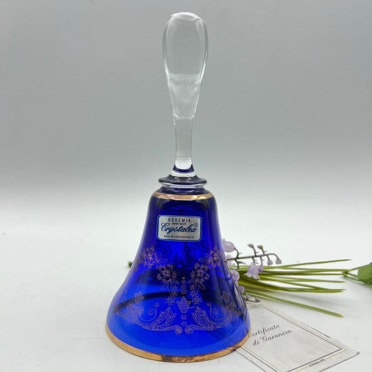 Campanella vintage in Cristallo di Boemia campana decorativa da tavolo Vetro blu Categoria Campane - Campanelle