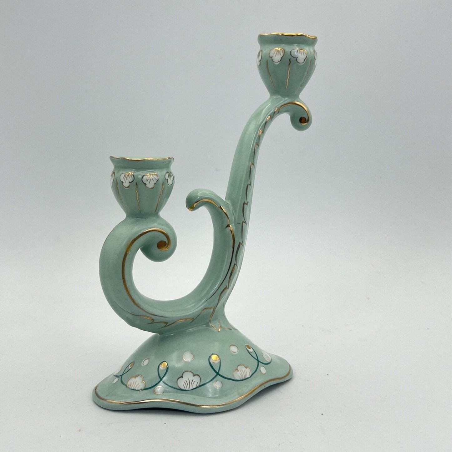 Candelabro antico ceramica Deruta candeliere porta candele verde salvia Categoria Altro