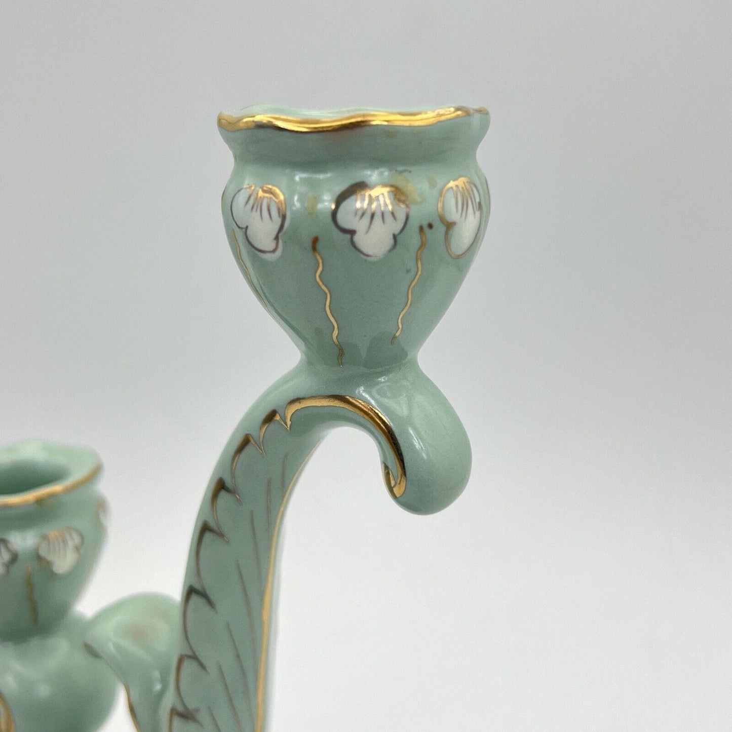 Candelabro antico ceramica Deruta candeliere porta candele verde salvia Categoria Altro
