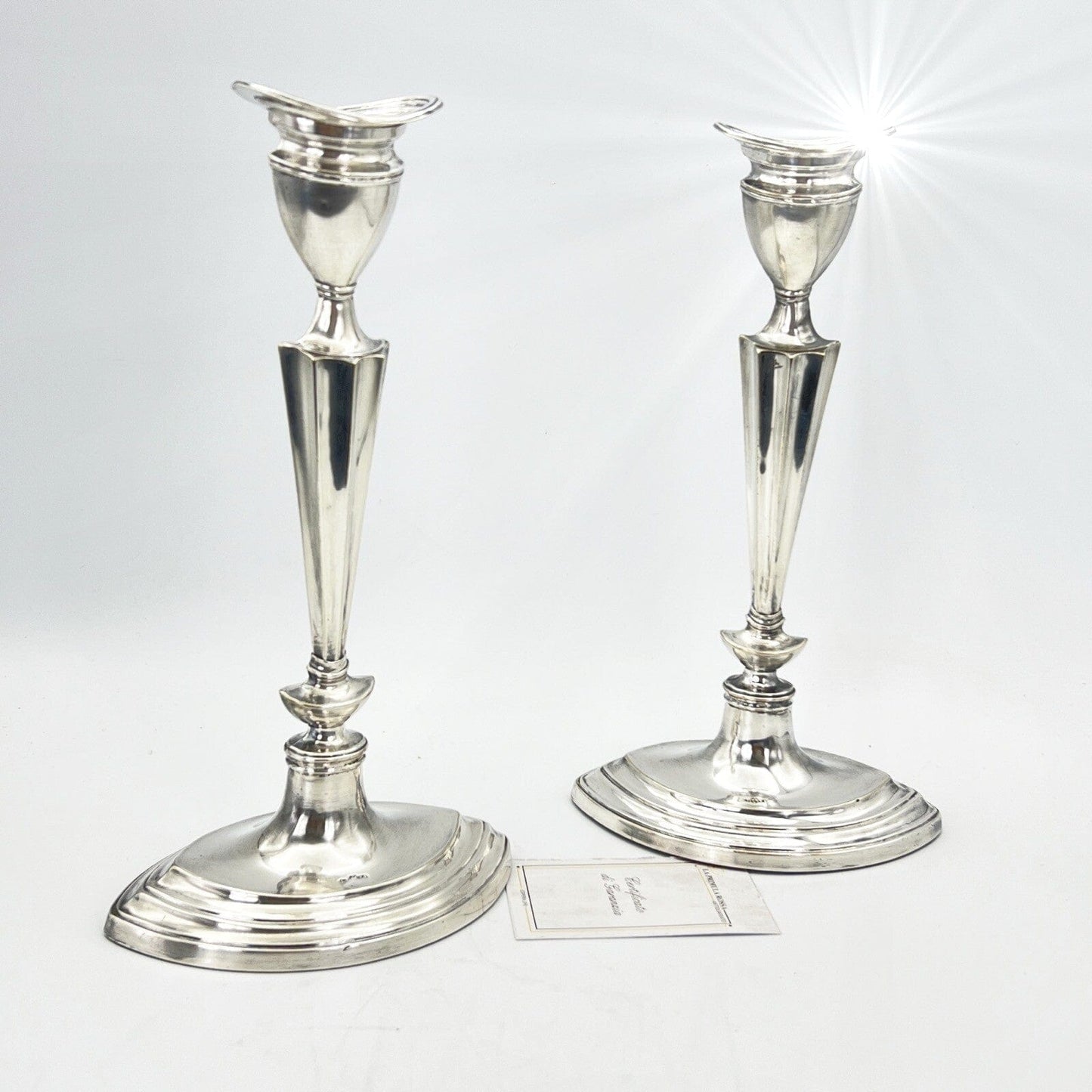 Candelabro antico in argento Silver Plated Coppia candelieri portacandela Categoria Sheffield & Argento