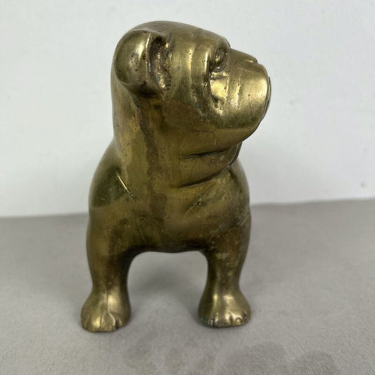 Cane Bulldog in Ottone di scultura Vintage Epoca 900 Categoria Ottone