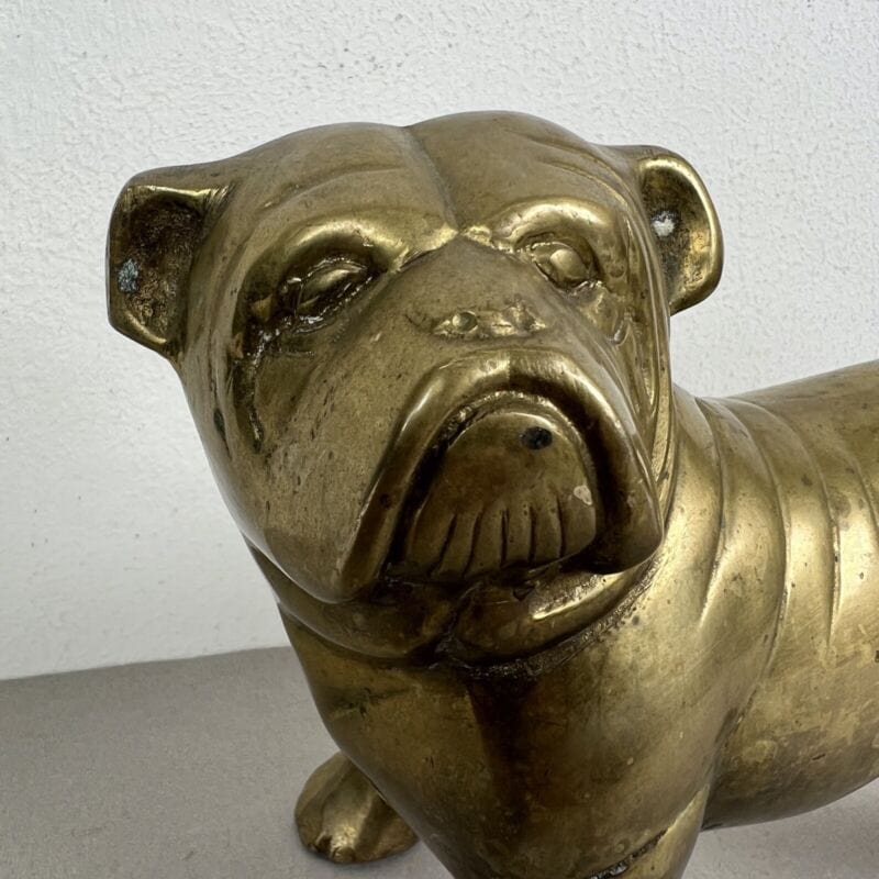 Cane Bulldog in Ottone di scultura Vintage Epoca 900 Categoria Ottone
