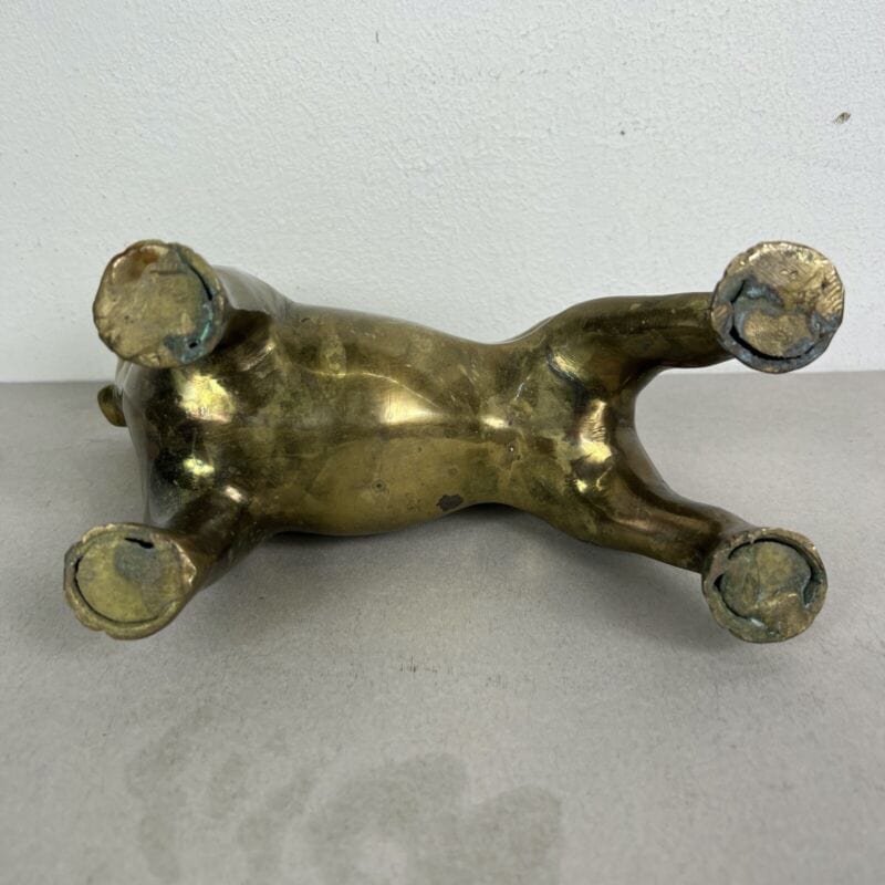 Cane Bulldog in Ottone di scultura Vintage Epoca 900 Categoria Ottone