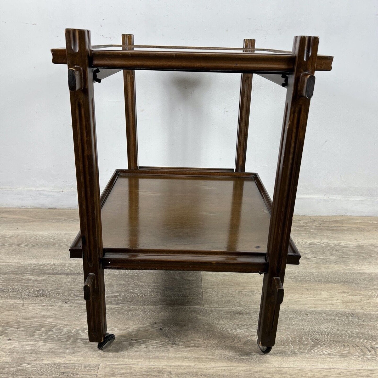 Carrello Bar Antico in Legno Portavivande con rotelle Vintage anni 60 Tavolino Categoria Carrelli