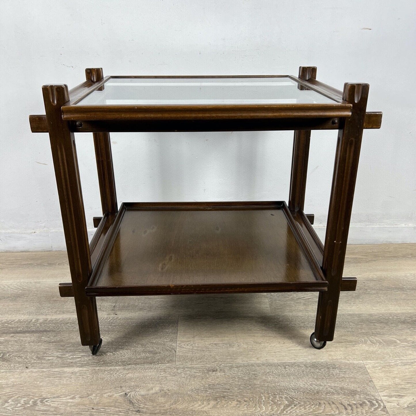 Carrello Bar Antico in Legno Portavivande con rotelle Vintage anni 60 Tavolino Categoria Carrelli