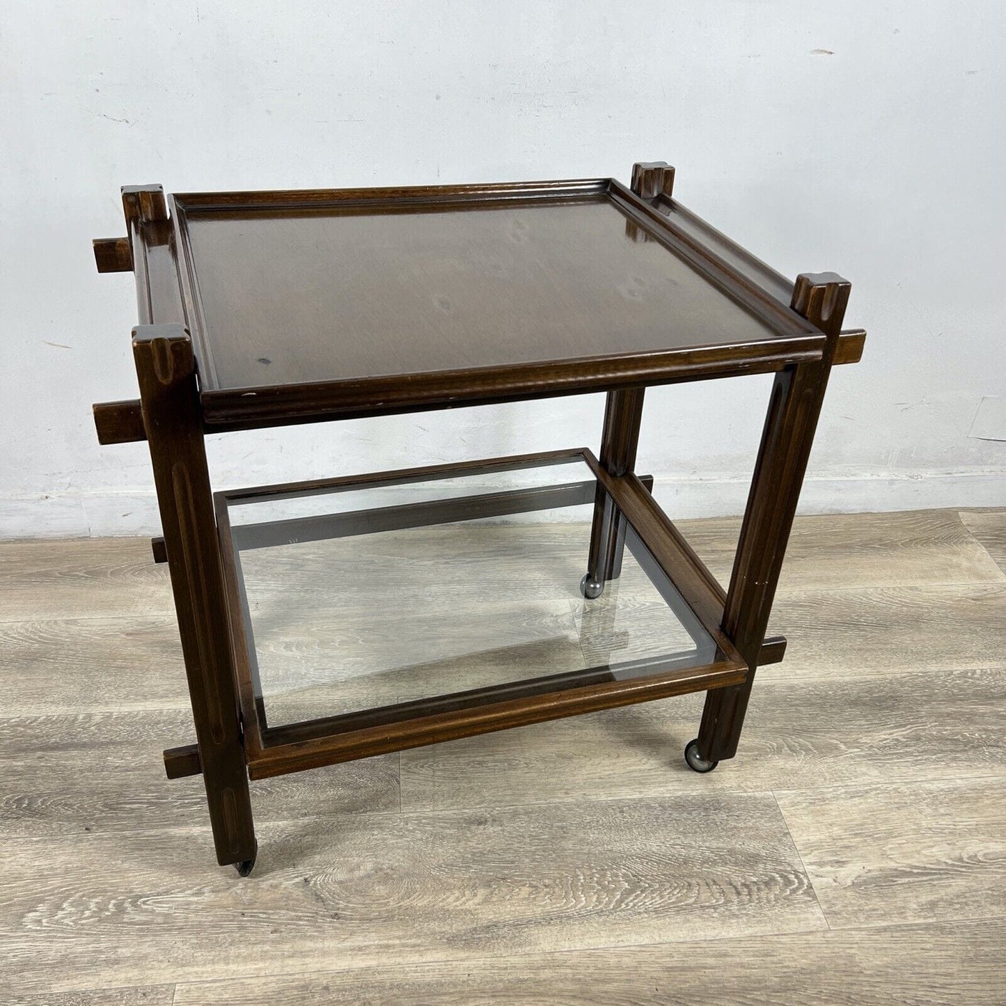 Carrello Bar Antico in Legno Portavivande con rotelle Vintage anni 60 Tavolino Categoria Carrelli