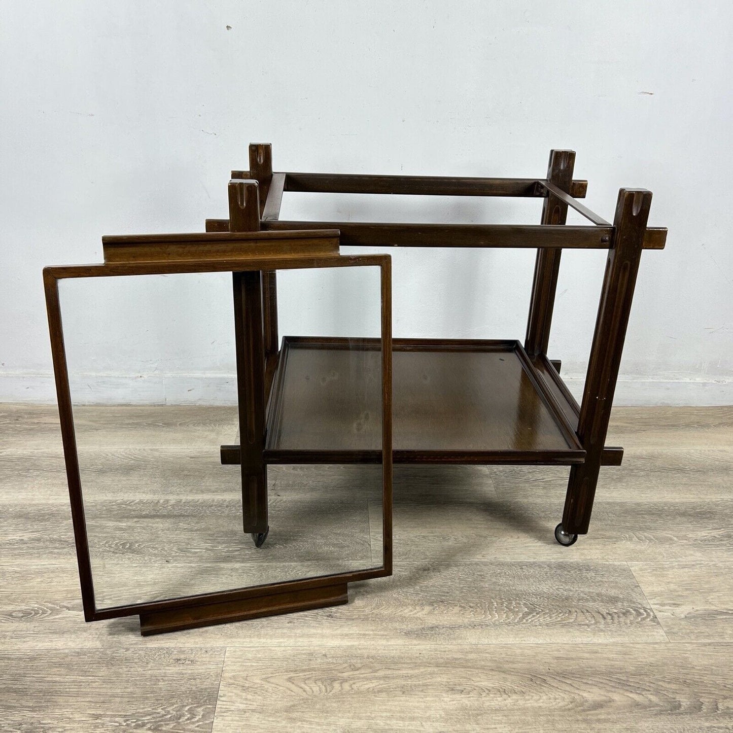 Carrello Bar Antico in Legno Portavivande con rotelle Vintage anni 60 Tavolino Categoria Carrelli