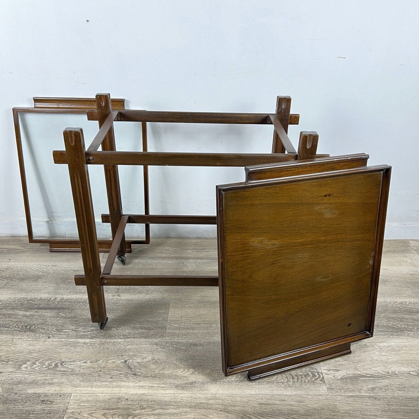 Carrello Bar Antico in Legno Portavivande con rotelle Vintage anni 60 Tavolino Categoria Carrelli