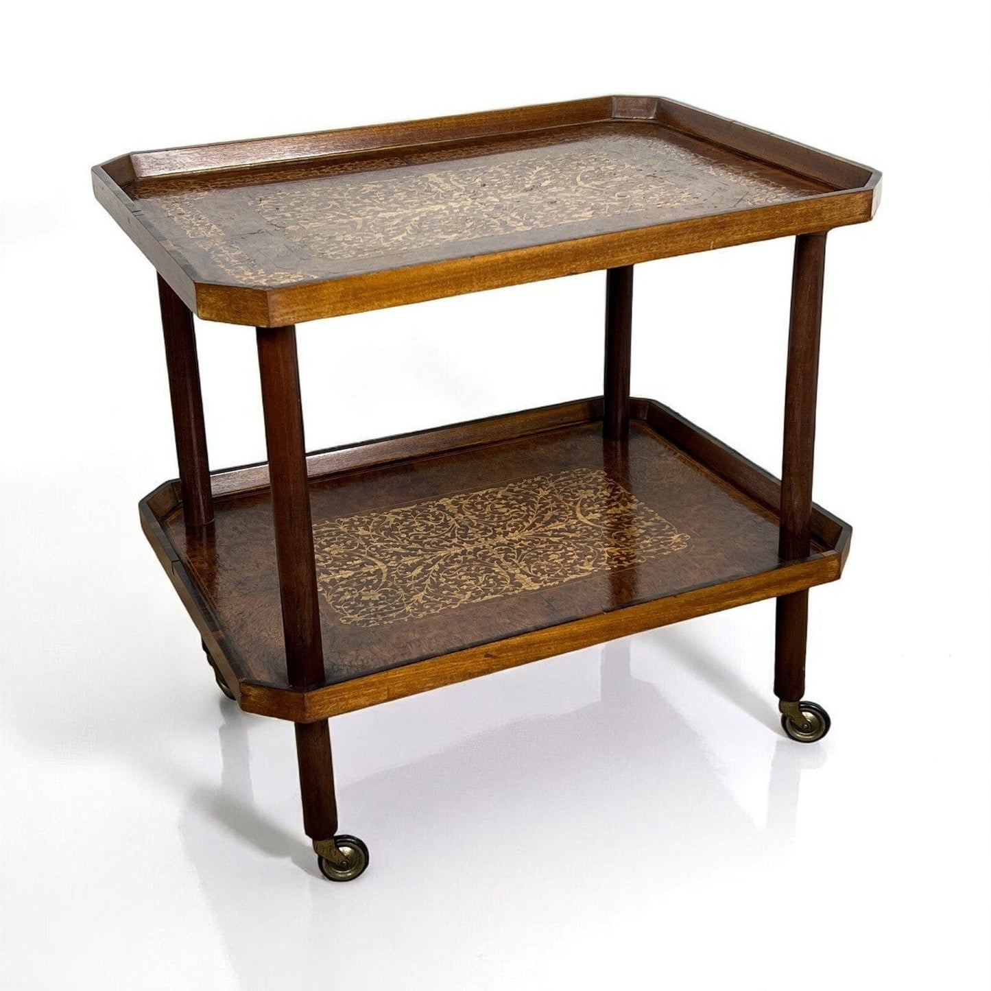 Carrello Bar Antico in Legno Portavivande Vintage Sorrentino Tavolino Intarsi Categoria Carrelli