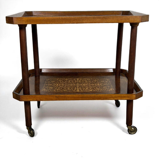 Carrello Bar Antico in Legno Portavivande Vintage Sorrentino Tavolino Intarsi Categoria Carrelli
