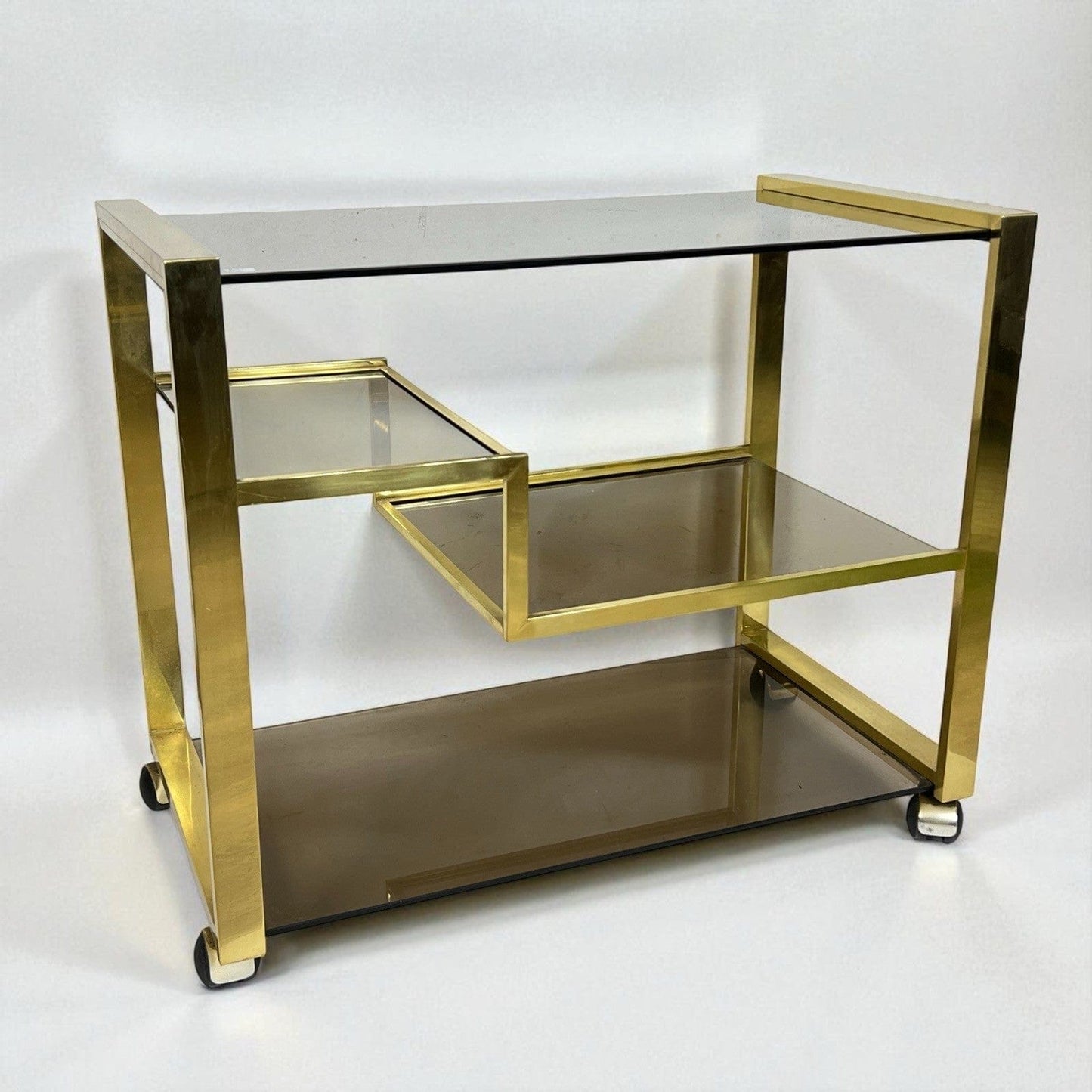Carrello Bar antico in Ottone portavivande vintage di design vetro anni 70 Rega Categoria Carrelli