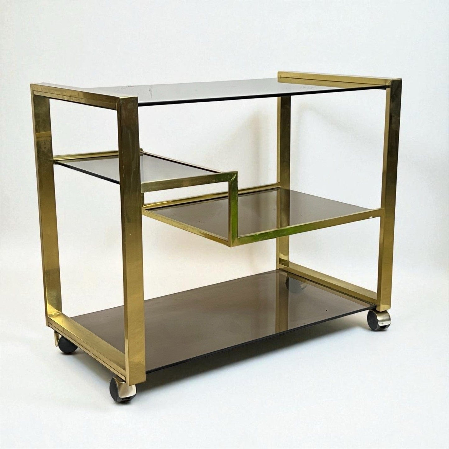 Carrello Bar antico in Ottone portavivande vintage di design vetro anni 70 Rega Categoria Carrelli