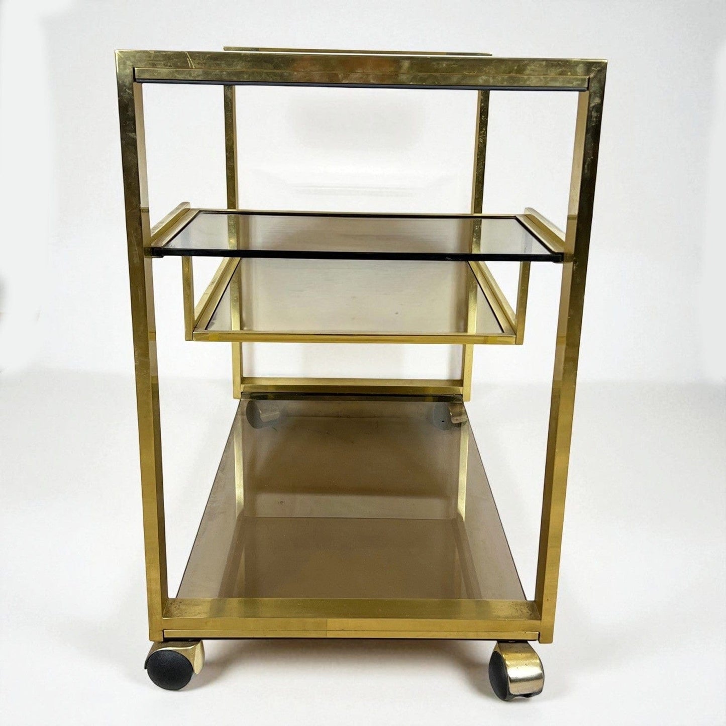 Carrello Bar antico in Ottone portavivande vintage di design vetro anni 70 Rega Categoria Carrelli